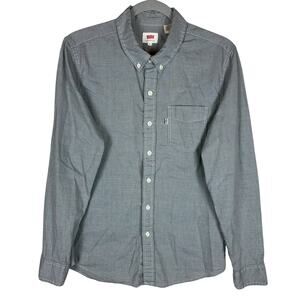 Levi's Shirt Men's Small Gray Round Hem Pockets Long Sleeve Casual Button-Down‎